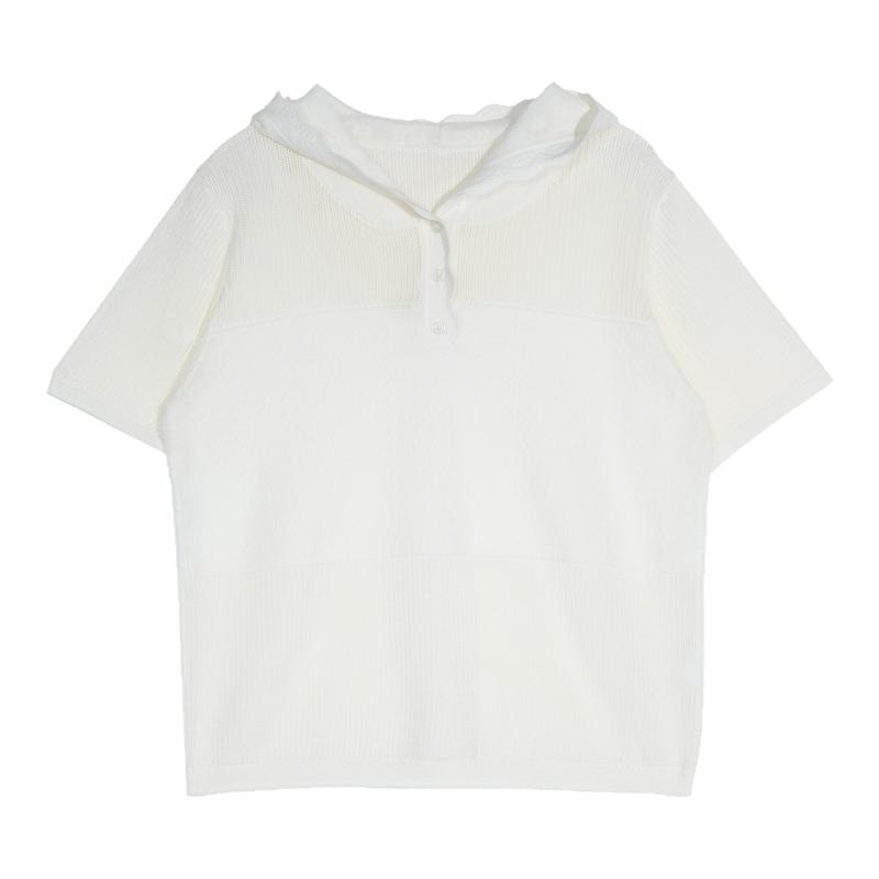 紫淑夏季女净色舒适连帽针织衫
