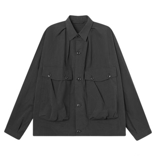 THESOONG/早秋翻领夹克外套女POLO领直筒形透气女士短款风衣7414