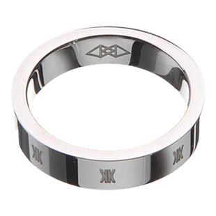 KLINKLIN钛钢不褪色潮流INS纯银色平面印花圈圈简约男女情侣戒指