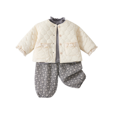 女童加绒加厚外套外出防风棉衣