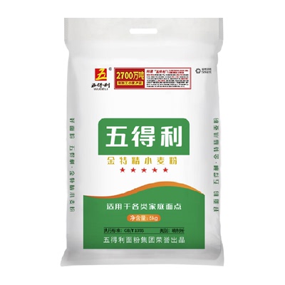 五得利中筋粉面包粉面粉5kg×1袋