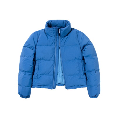 UNRETRO蓝色立领短款羽绒服女