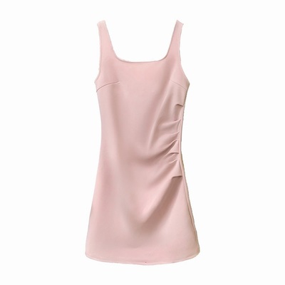 方领新款法式性感吊带连衣裙