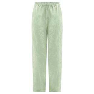 [断码清仓]COCOBELLA重工提花亚麻休闲裤薄荷绿色度假长裤PA40