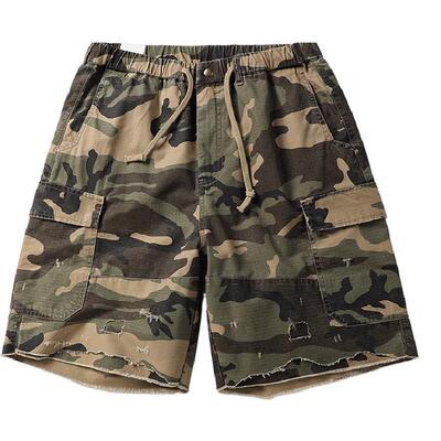 美式复古街头迷彩工装五分裤