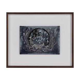 四川非遗蜀锦国潮挂画岩彩风莲花图案墙壁装饰画原创设计家居饰品