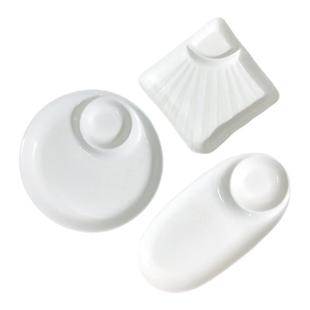 纯白陶瓷圆形方形有格带醋碟子寿司盘月光点心菜碟家用菜盘饺子盘