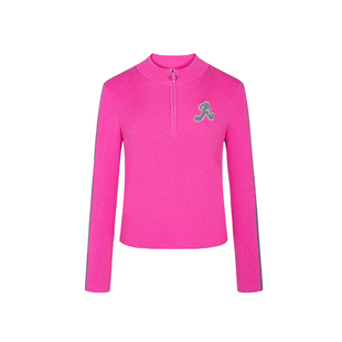 郁香菲半开领针织衫女气质通勤春季时尚拉链设计撞色长袖套头上衣