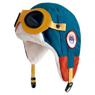 中大童可爱恐龙飞行员雷锋帽子女秋冬亲子男童加绒保暖护耳帽防风
