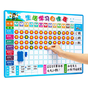 林墨儿童成长自律表磁性墙贴奖励贴纸积分小学生家用记录时间管理幼儿园好习惯养成行为计划表学习打卡本奖惩