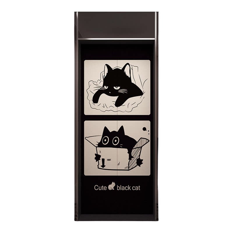 高级感可爱黑猫电梯门贴纸