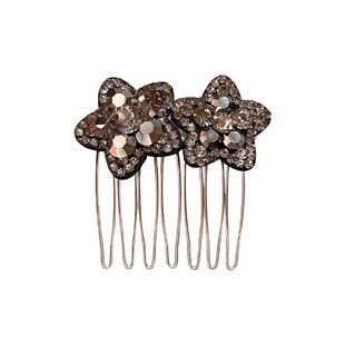 韩国星星水钻发梳七齿插梳优雅盘发镶钻发卡发叉头饰日韩发饰发插