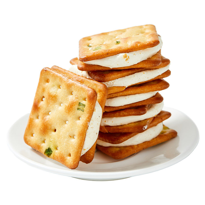 香葱牛轧糖饼干 牛扎饼干夹心葱轧饼小吃古早手工网红休闲小零食