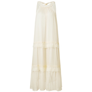 【奥莱】MAXRIENY杏黄色挂脖宽松A型连衣裙