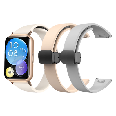 适用华为watchfit4磁吸扣硅胶4pro表带fit3手环小蛮腰腕带fitnew手表智能ft3男生高级感女生夏天手链配件