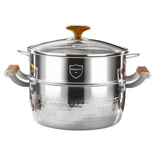 三四钢内层316L不锈钢汤锅家用双耳雪平锅食品级加厚泡面炖蒸煮锅