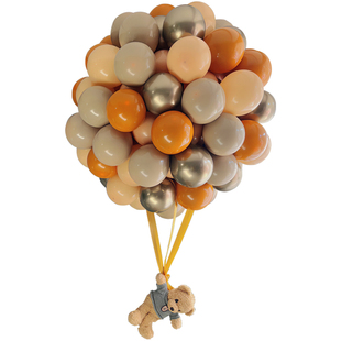 生日装饰场景布置 ins风小熊热气球男女孩宝宝周岁氦气球商场挂件