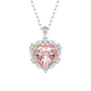 周大福SOINLOVE 月桂之心18K金摩根石钻石项链锁骨链生日礼物