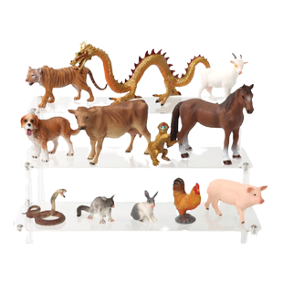 玛奇乐仿真十二生肖动物模型儿童玩具中国龙虎兔蛇马羊猴狗猪鼠牛