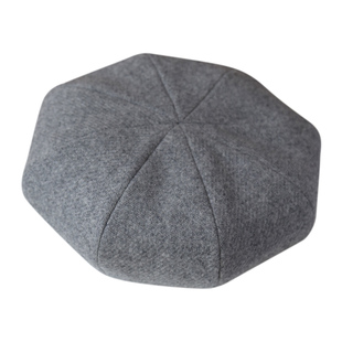 冰冰同款 灰色云朵贝雷帽 羊毛八角大帽体画家报童帽子女显脸小