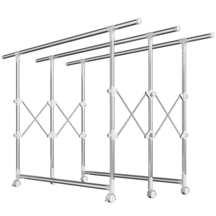 不锈钢双杆晾衣架落地折叠室内家用阳台凉衣杆伸缩升降晒被子神器