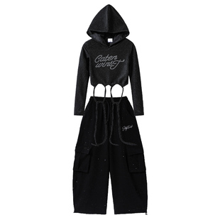 女团jazz爵士舞服女童潮酷连帽上衣舞蹈练功服街舞韩舞Kpop演出服