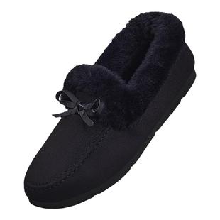 棉鞋女冬加绒老北京布鞋一脚蹬毛毛鞋软底保暖冬季外穿妈妈豆豆鞋