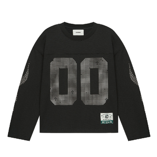 RESERFF 像素球衣 复古印花重磅廓形定织亲肤宽短长袖圆领卫衣