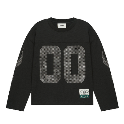 RESERFF 像素球衣 复古印花重磅廓形定织亲肤宽短长袖圆领卫衣