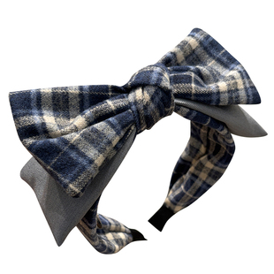 蓝灰色布艺蝴蝶结发箍秋冬新款高颅顶发卡日常外戴显脸小洗脸头箍