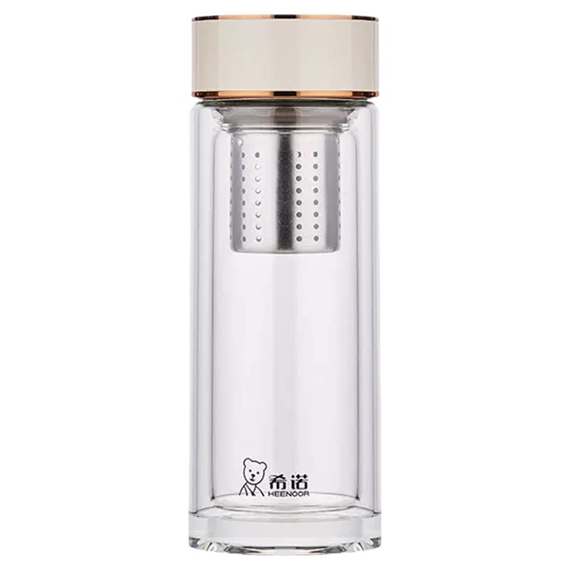 希诺双层玻璃玉石杯子泡茶杯便携