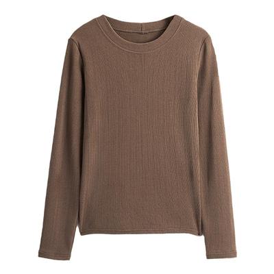 德绒长袖t恤上衣女士圆领可外穿