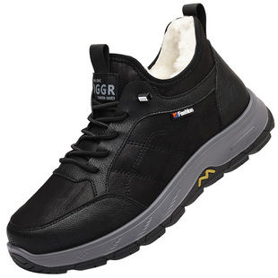 冬季男鞋2025新款加厚保暖棉鞋男加绒羊毛真皮男款雪地靴皮毛一体