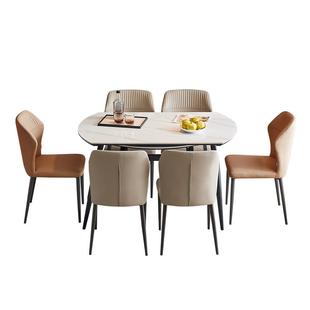 全友家居现代简约多功能可折叠变圆形吃饭桌客厅家用加厚岩板餐桌