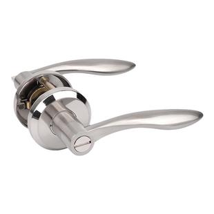 卫生间门锁不带钥匙通用型铝合金洗手间三杆式单锁舌斜面锁浴室