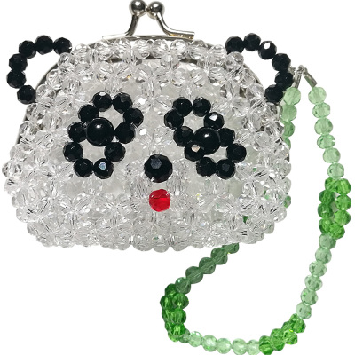 手工串珠创意零钱包熊猫造型成品