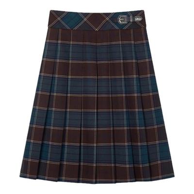 TeenieWeenie小熊奥莱半身裙秋季学院风腰头浮雕皮袢格纹裙子女