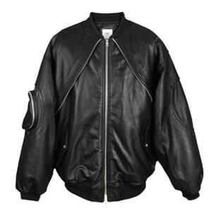 Far archive LEATHER 圆臂弧形进口意大利羊皮拉链重磅厚皮衣夹克