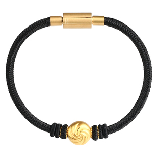 黄金小笼包子足金999转运珠编织九乘金刚结可放头发情侣青丝手绳