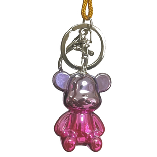 镜面炫彩小熊钥匙扣女精品时尚包包挂饰汽车钥匙挂件创意情侣礼物