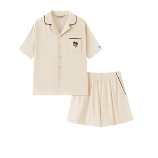 TeenieWeenie小熊睡衣女款2026新款夏季情侣纯棉短款男家居服套装