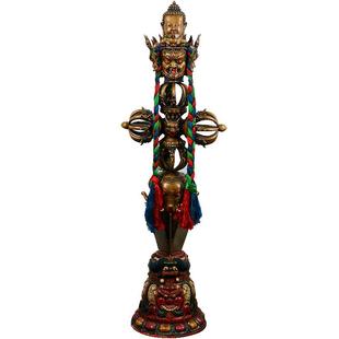 欧斯特尼泊尔手工三面普巴金刚杵室内家用十字金刚橛铜摆件