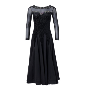 朵俏摩登舞裙华尔兹大摆裙国标舞连衣裙女表演服比赛裙子交谊舞裙