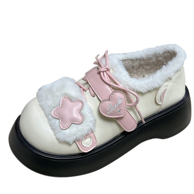 清货不补 甜星啵啵 原创lo鞋棉鞋女冬季加绒鞋厚底小皮鞋lolita鞋