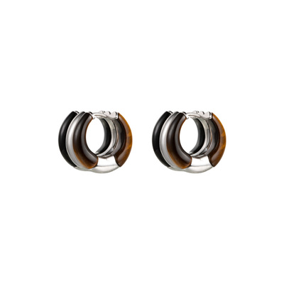 SUDROV素觉925银虎眼石玛瑙耳环