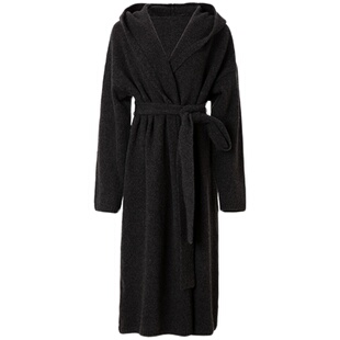 ABMY 第十四行诗 高克重连帽羊毛开衫女秋冬慵懒加厚长款毛衣外套