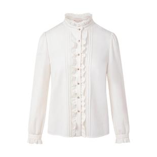 朗姿集团LIME莱茵圆领木耳边衬衫本白色宽松宫廷风休闲感25冬新款