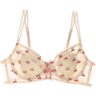 六只兔子小樱桃内衣女小胸聚拢显大文胸收副乳防下垂甜美蕾丝文胸