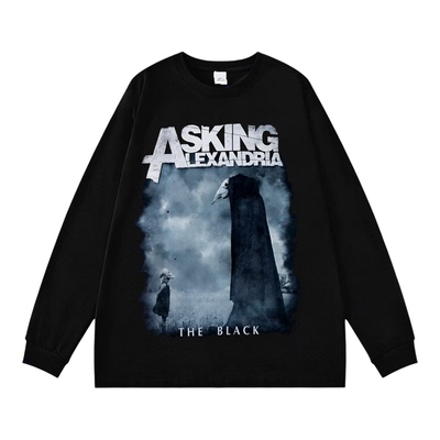 asking alexandria乐队摇滚朋克复古印花纯棉长袖T恤男女上衣春秋