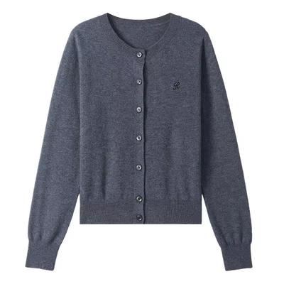 春秋冬内外穿高级感灰色羊毛开衫